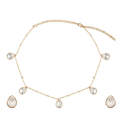 Daisy Charm Delicate Teardrop CZ Necklace Set