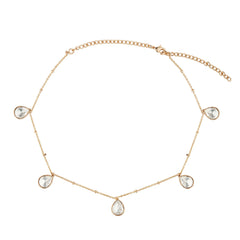 Daisy Charm Delicate Teardrop CZ Necklace Set