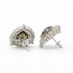 Iridescent Trillion Halo Stud Earrings