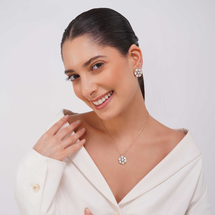 Daaniya Polki Pendant Silver Foil Fine Look