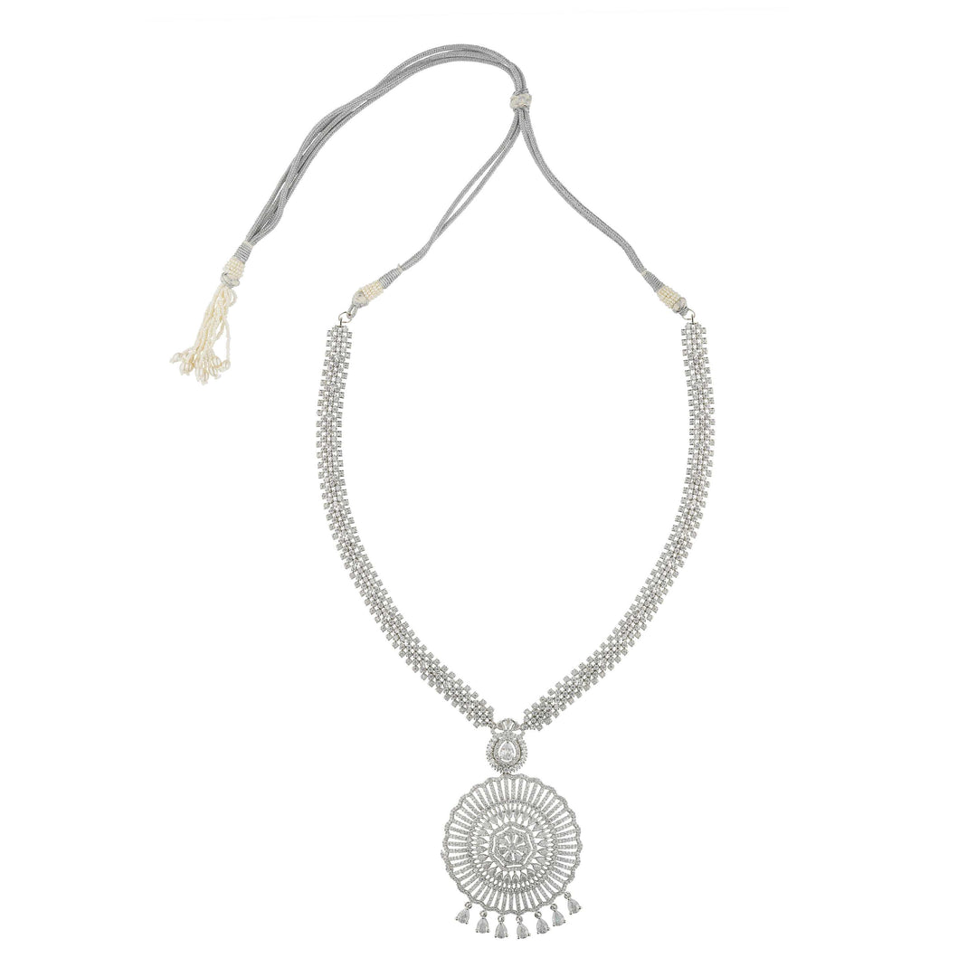 Sita Raani Haar Silver Statement Necklace Set With Earrings