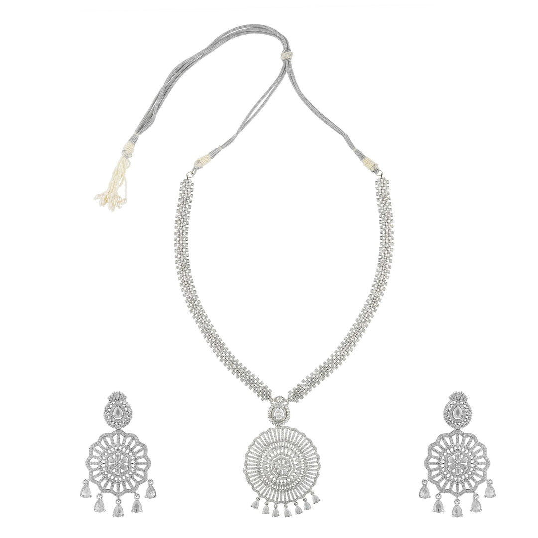 Sita Raani Haar Silver Statement Necklace Set With Earrings