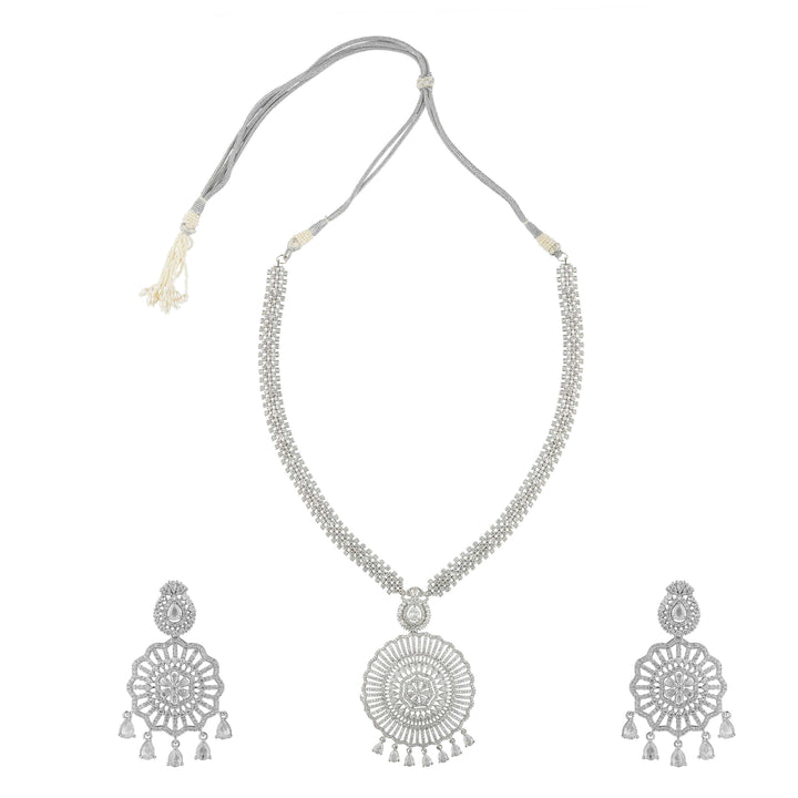 Sita Raani Haar Silver Statement Necklace Set With Earrings