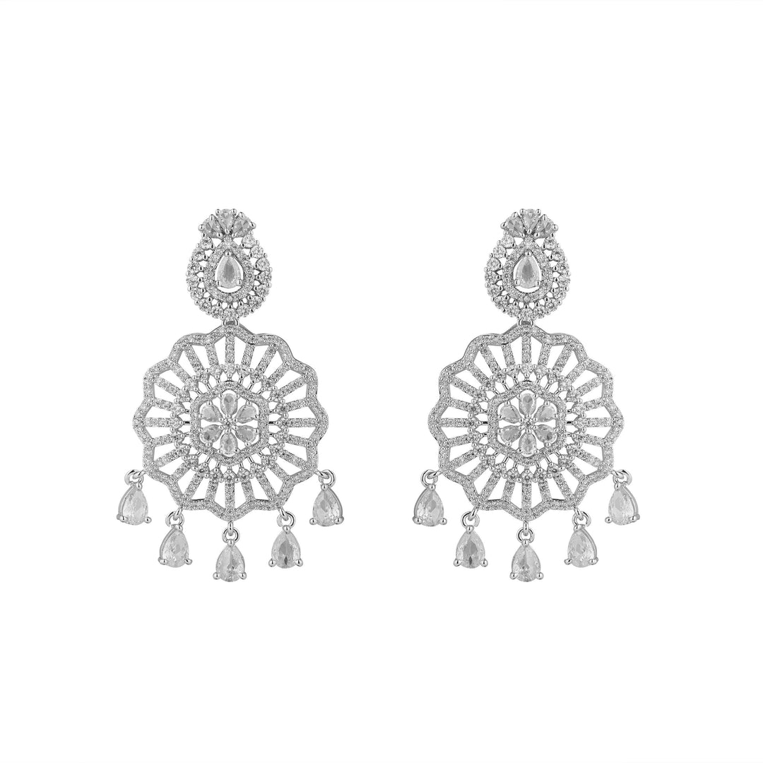Sita Raani Haar Silver Statement Necklace Set With Earrings