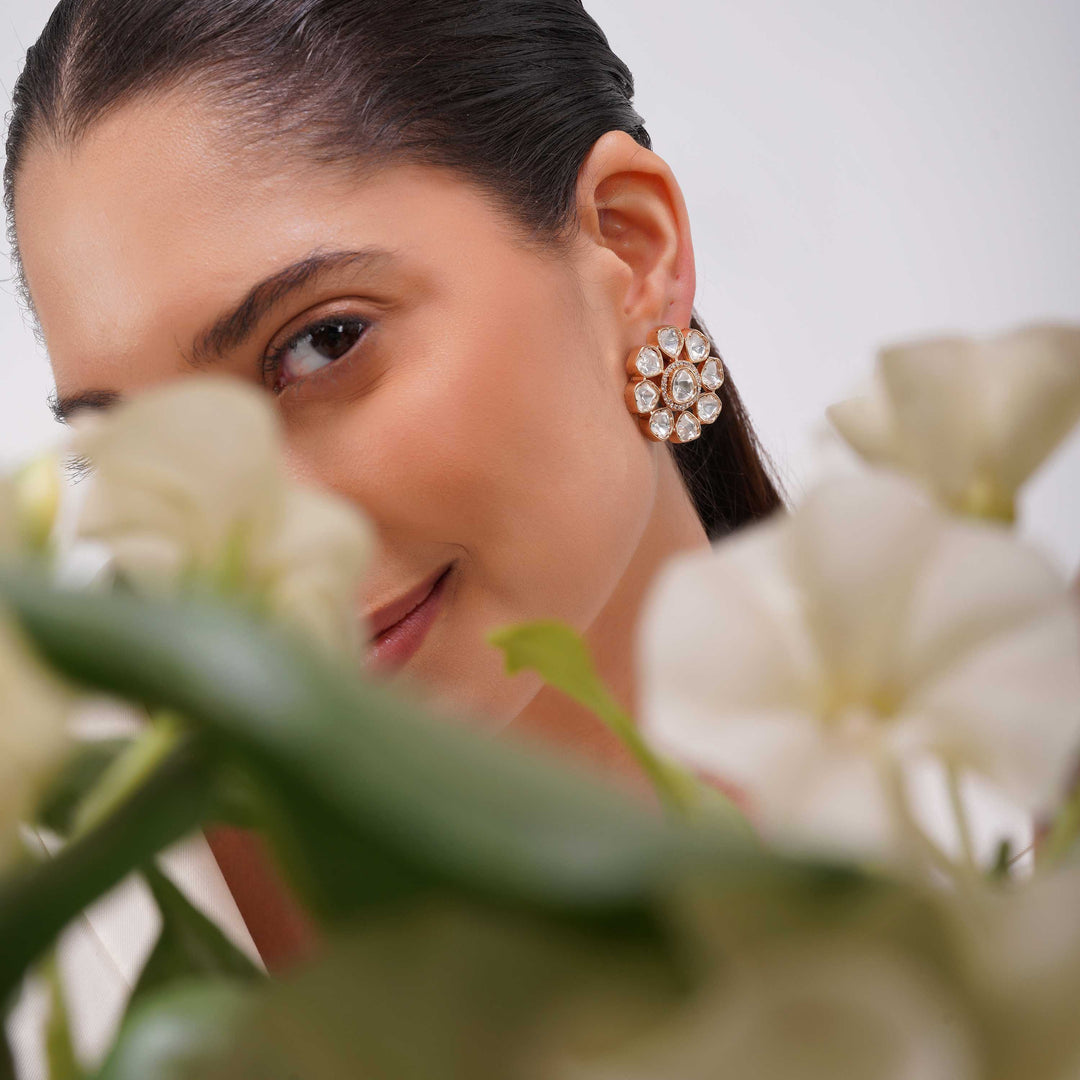 Blooming Unshaped Polki Stud Earrings