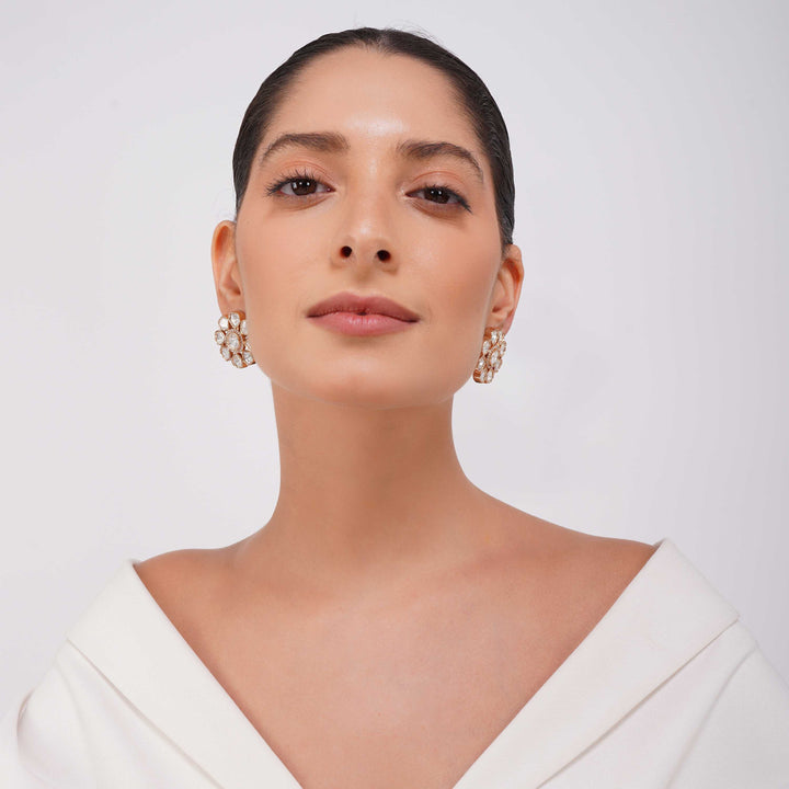 Blooming Unshaped Polki Stud Earrings