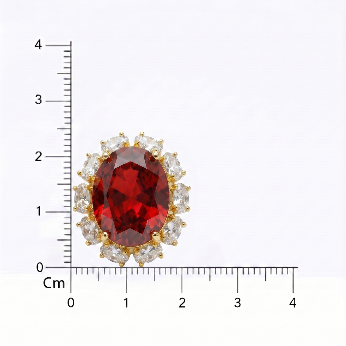 Rouge Oval Crystal Halo Stud Earrings, Gold finish