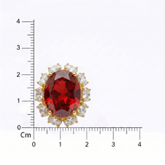Rouge Oval Crystal Halo Stud Earrings, Gold finish