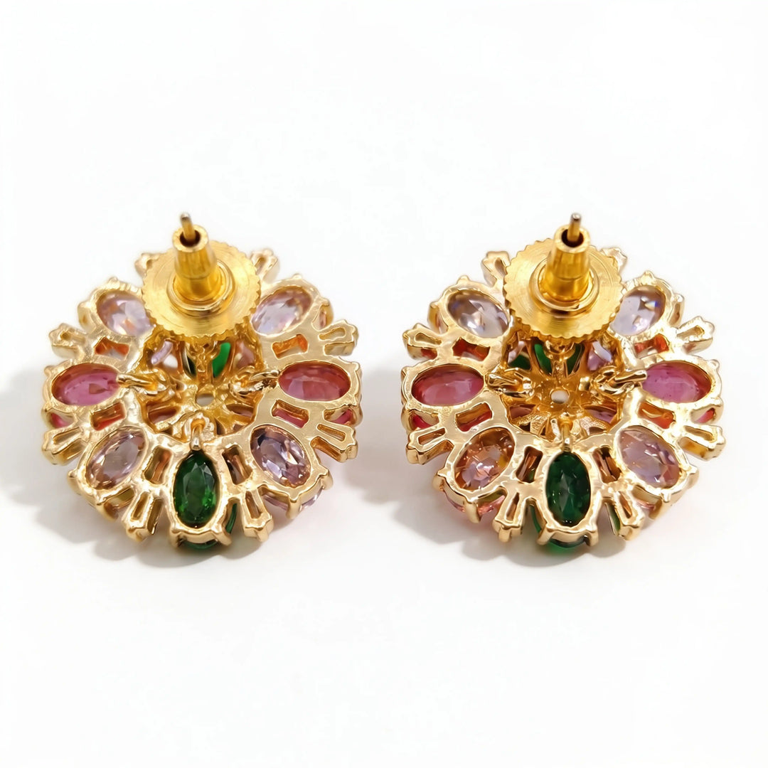 Petalia Crystal Floral Burst Stud Earrings, Mixed cut, Gold finish