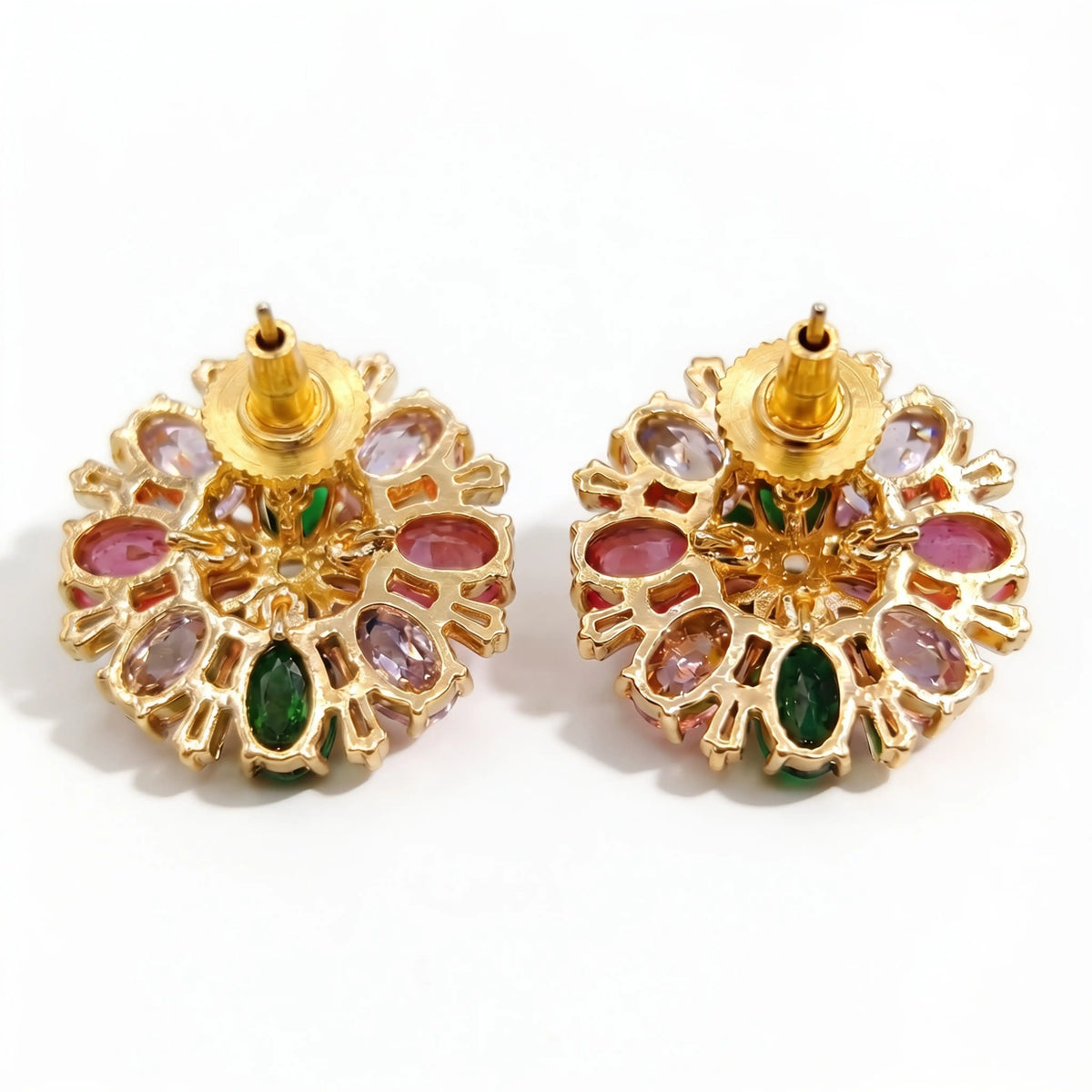 Petalia Crystal Floral Burst Stud Earrings, Mixed cut, Gold finish
