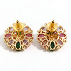 Petalia Crystal Floral Burst Stud Earrings, Mixed cut, Gold finish