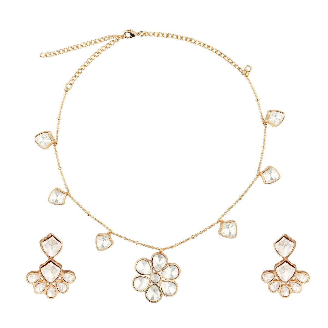 Romina Charm Necklace Set with Gold-Tone Chain Polki