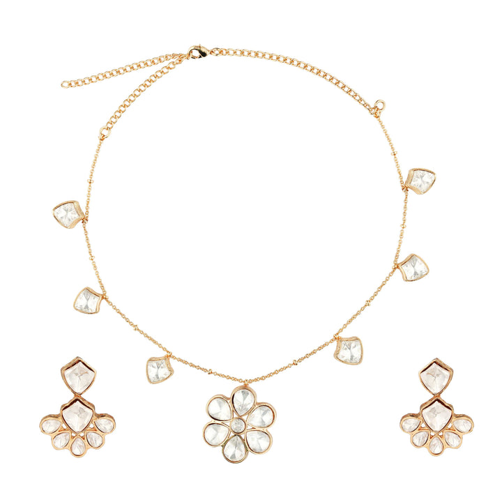Romina Charm Necklace Set with Gold-Tone Chain Polki