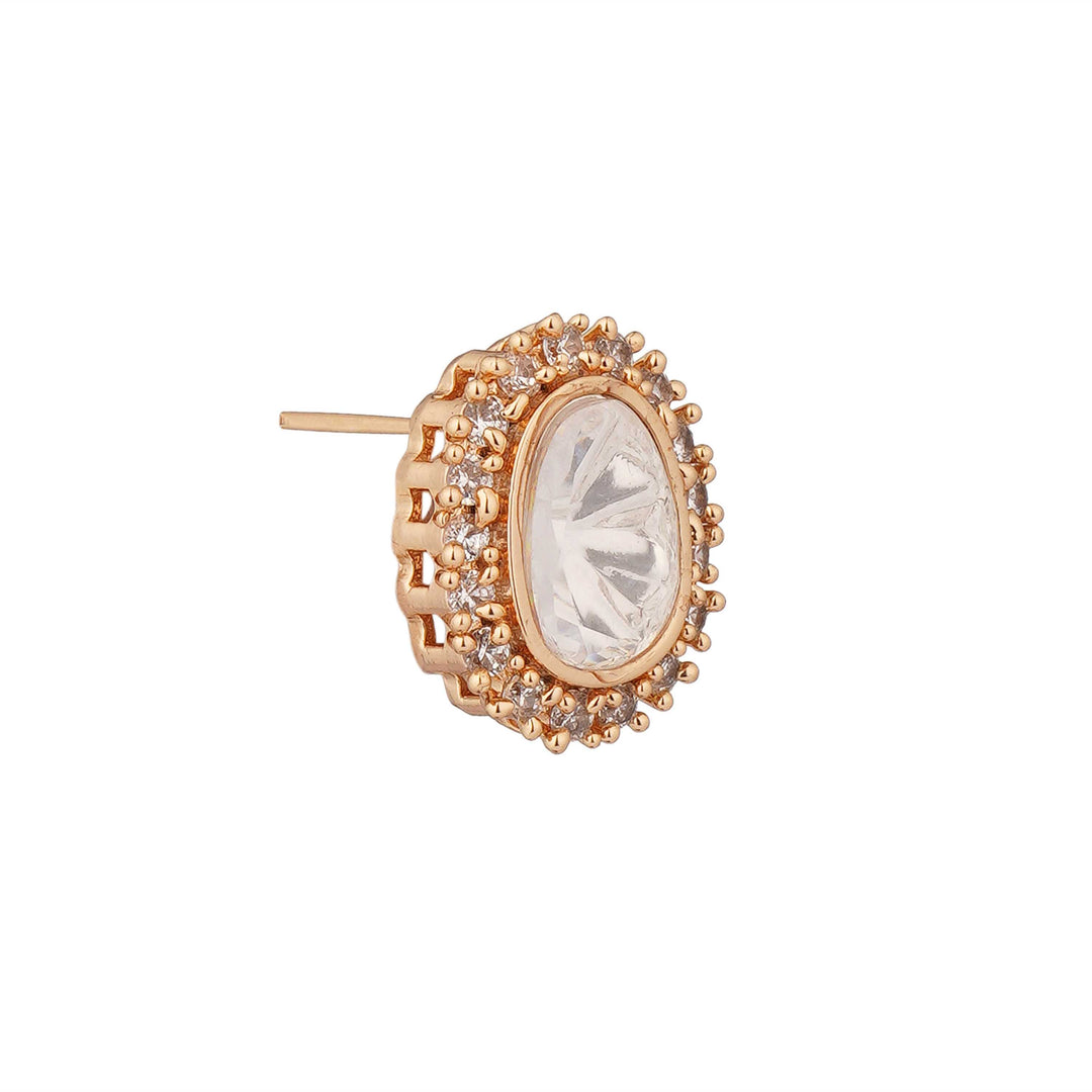 Elani Moissanite Polki Silver Foil Studs