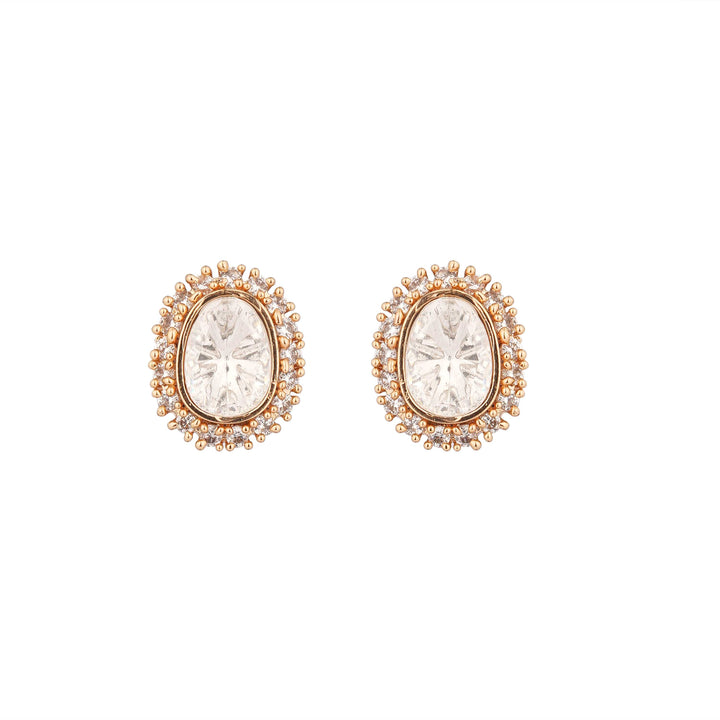 Elani Moissanite Polki Silver Foil Studs