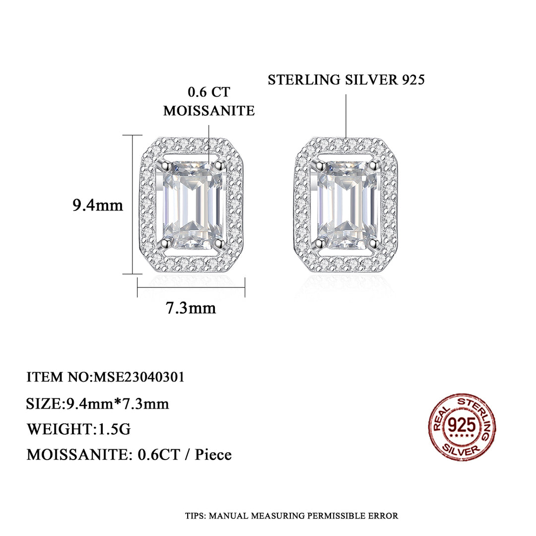Willa Diamond Silver Square Stud Earring