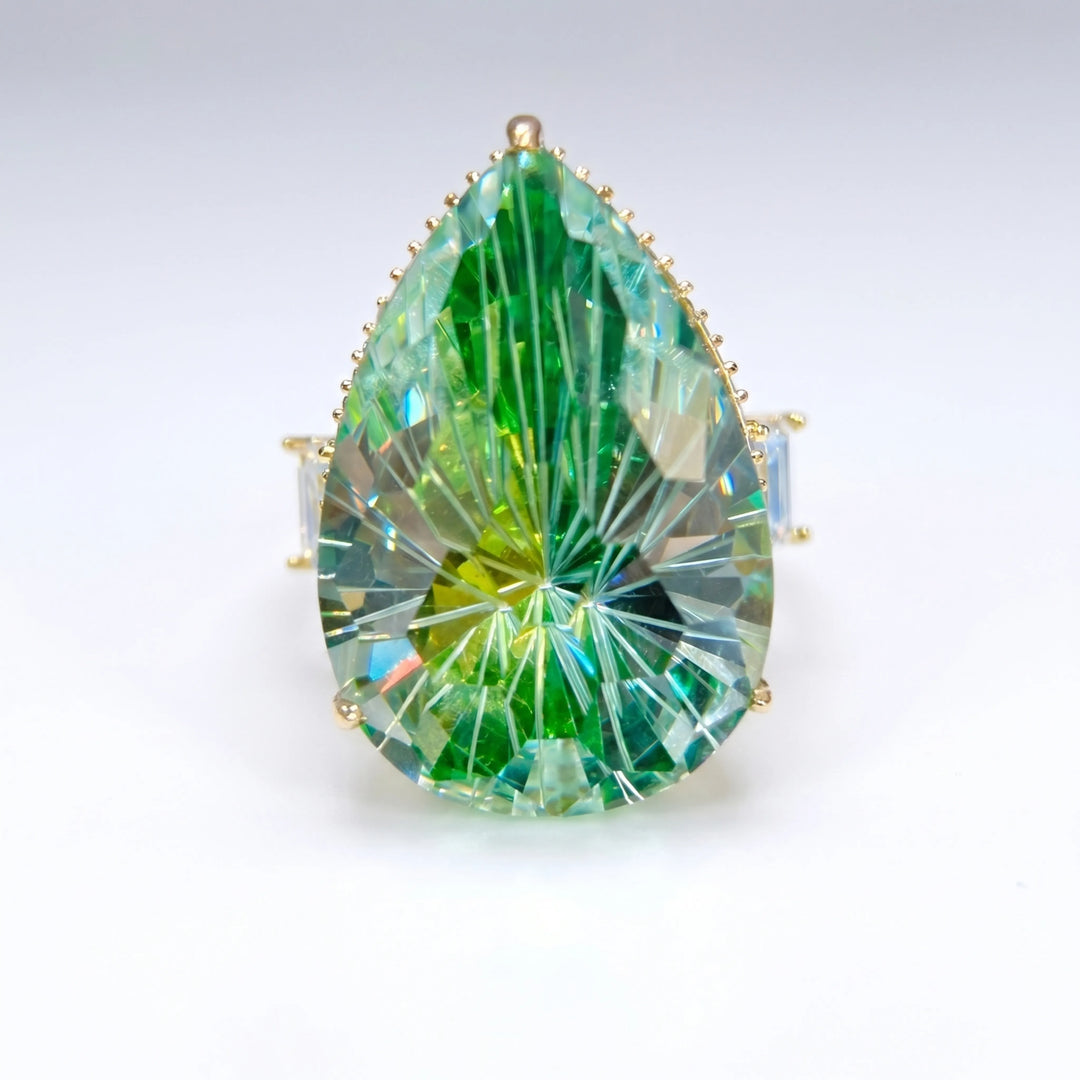 Pear solitaire cocktail ring for women, adjustable - RANGREZ (view 4)