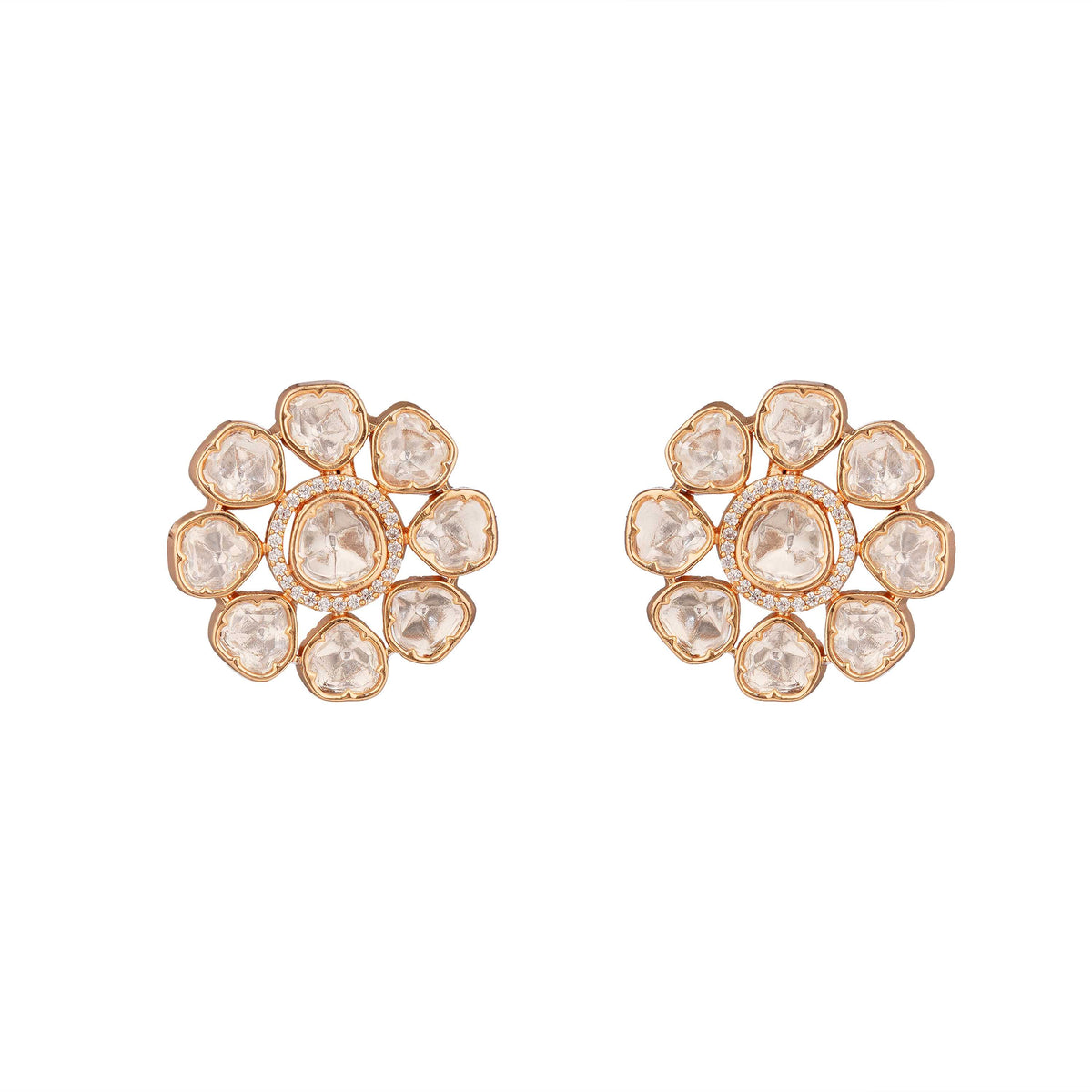 Blooming Unshaped Polki Stud Earrings