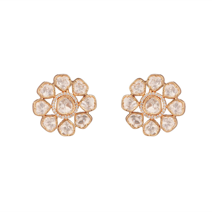 Blooming Unshaped Polki Stud Earrings