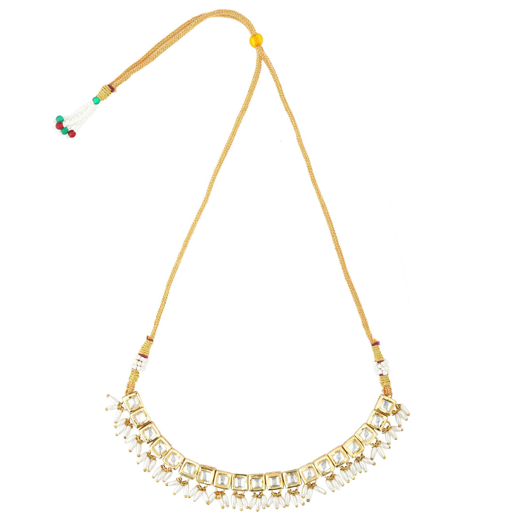 Naazira Gold Plated Kundan Choker Necklace Set with Earrings