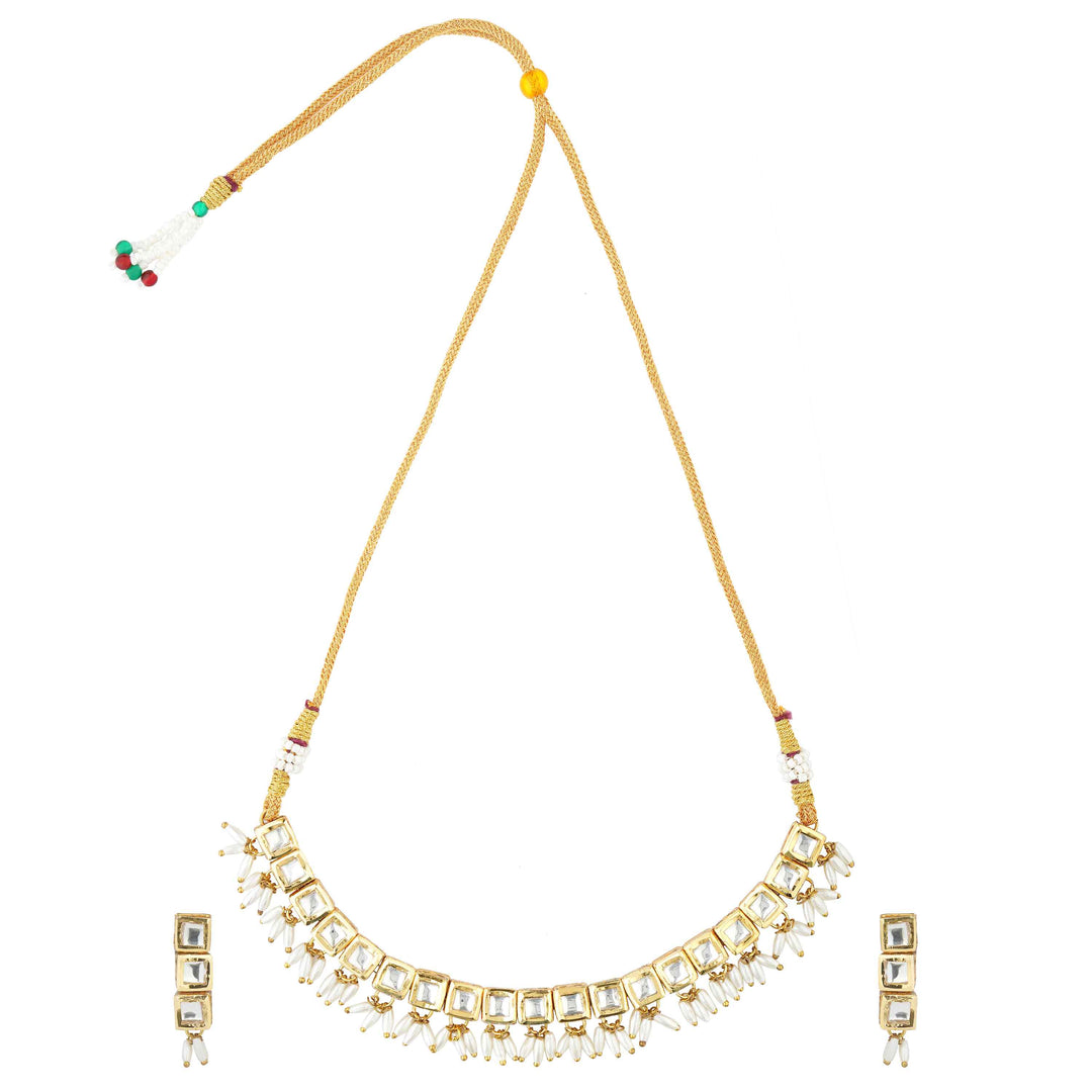 Naazira Gold Plated Kundan Choker Necklace Set with Earrings