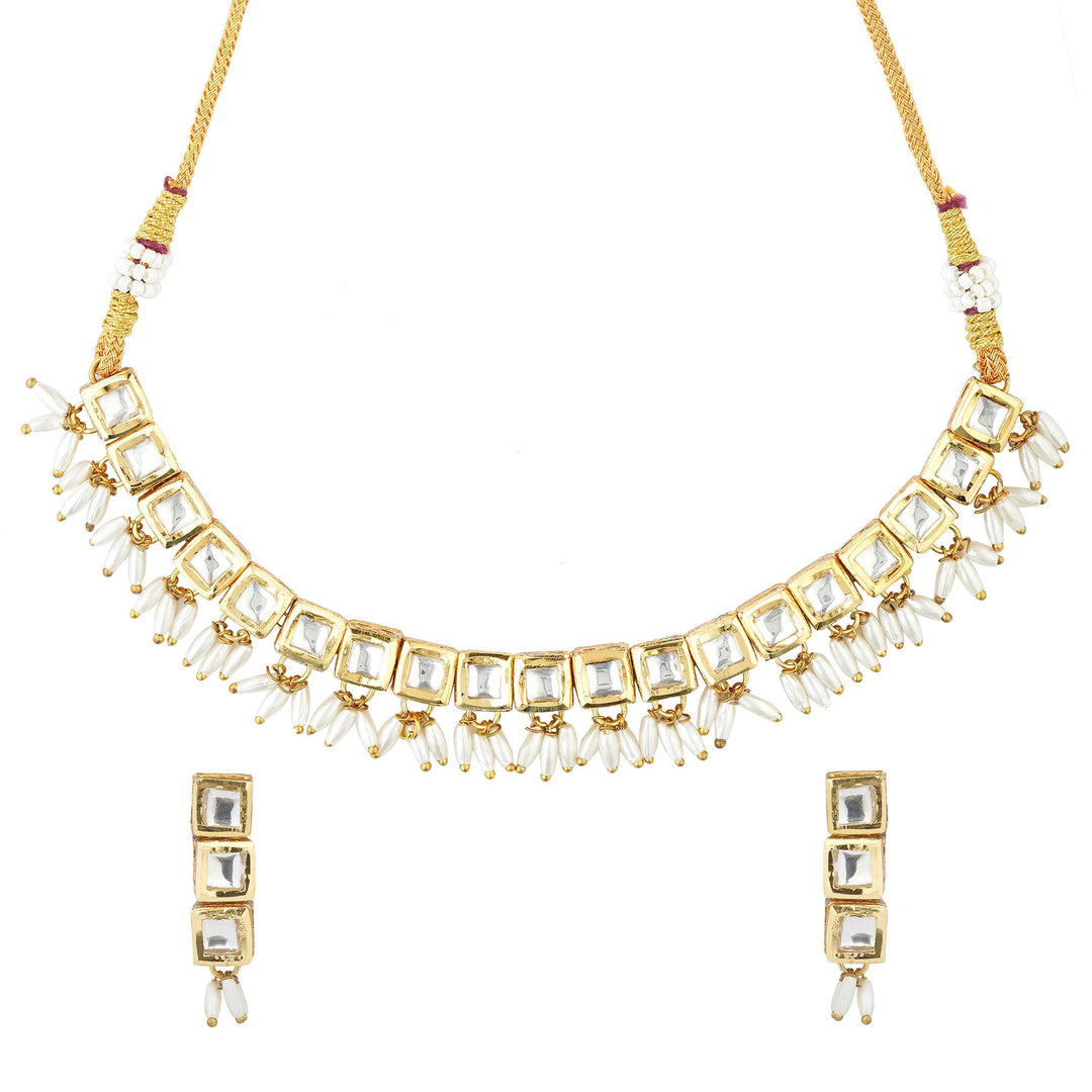 Naazira Gold Plated Kundan Choker Necklace Set with Earrings