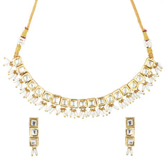 Naazira Gold Plated Kundan Choker Necklace Set with Earrings