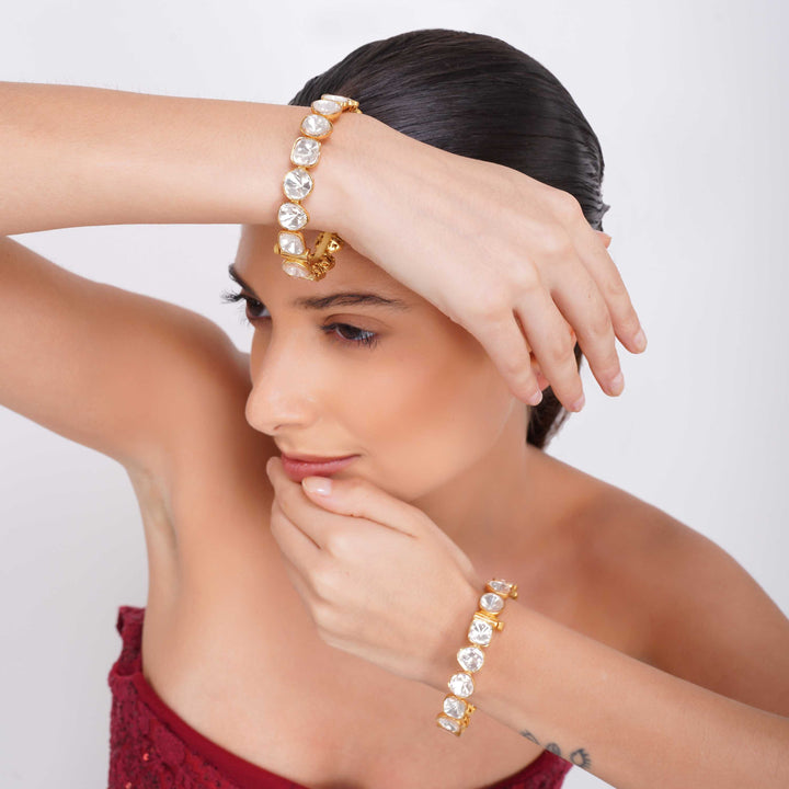Amaira Traditional Moissanite Bangles With Pure Silver Foil