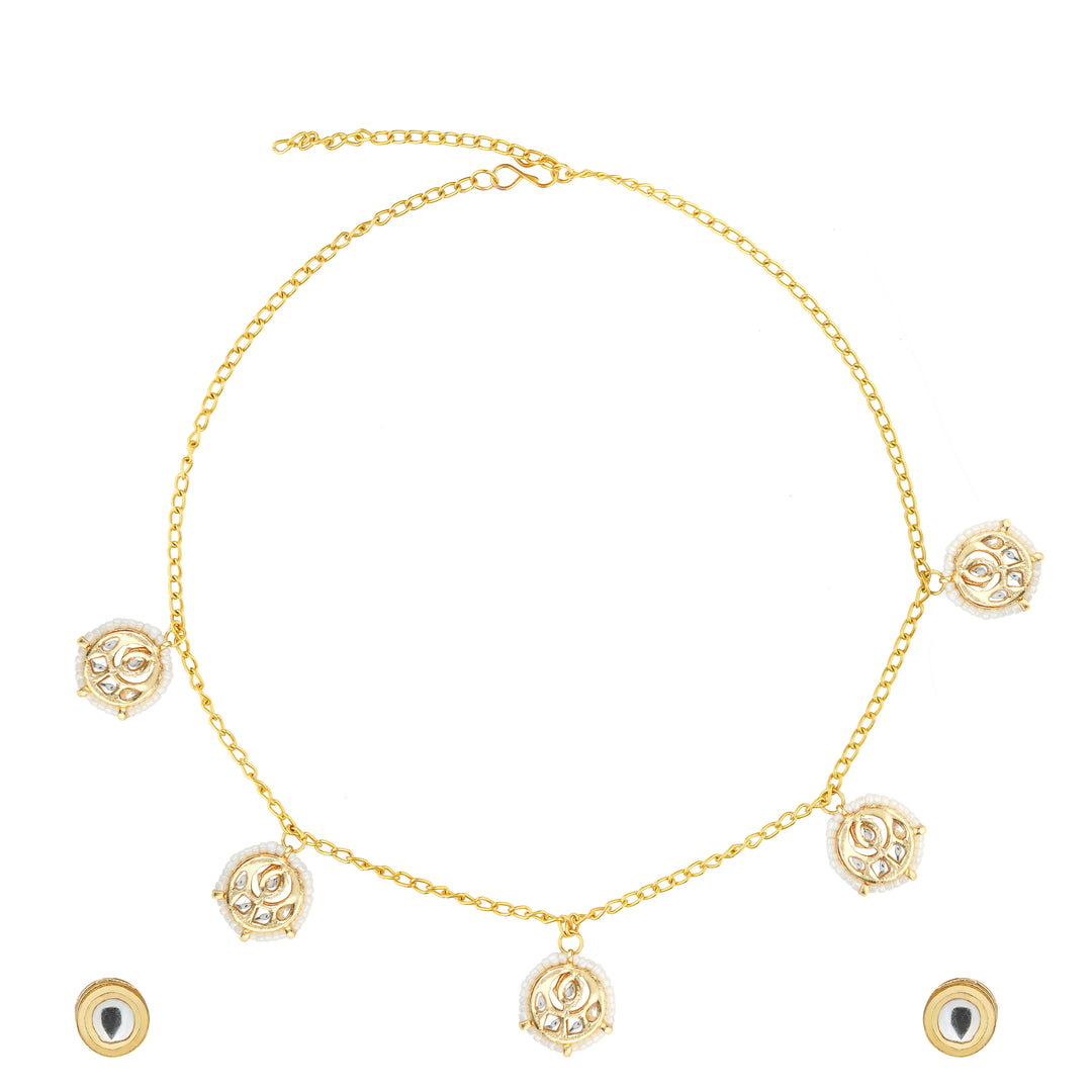 Maheen Kundan & Pearl Ethnic Charm Necklace Set
