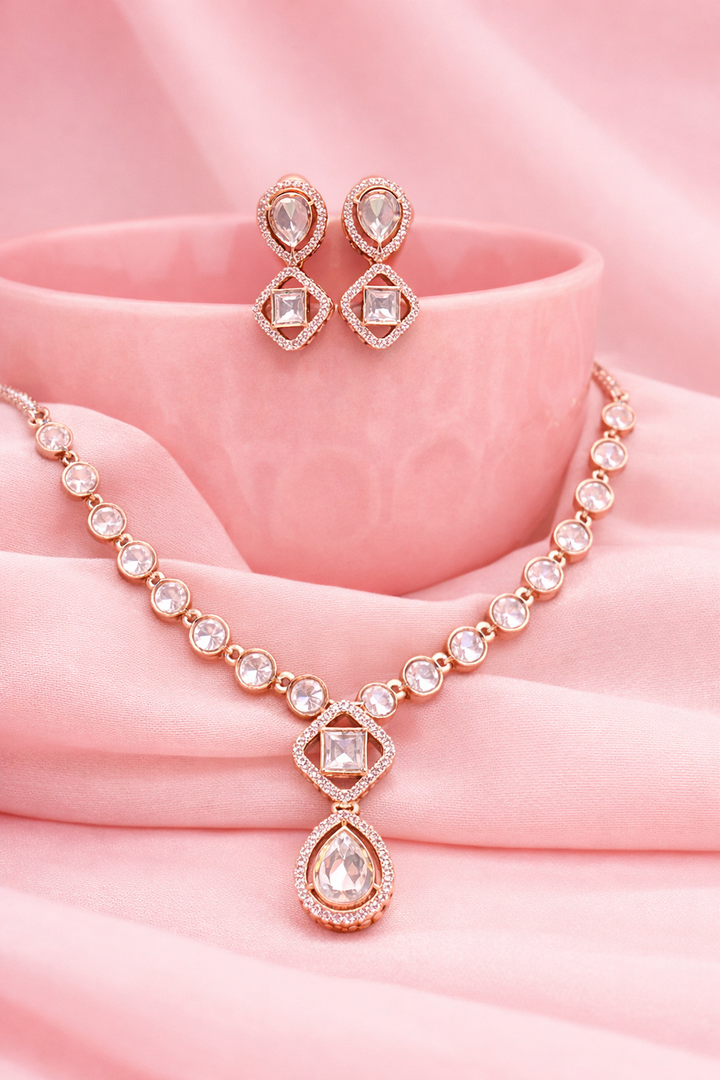 D no-10 Gold Plated Polki Necklace set