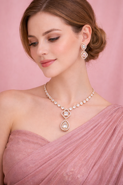D no-10 Gold Plated Polki Necklace set