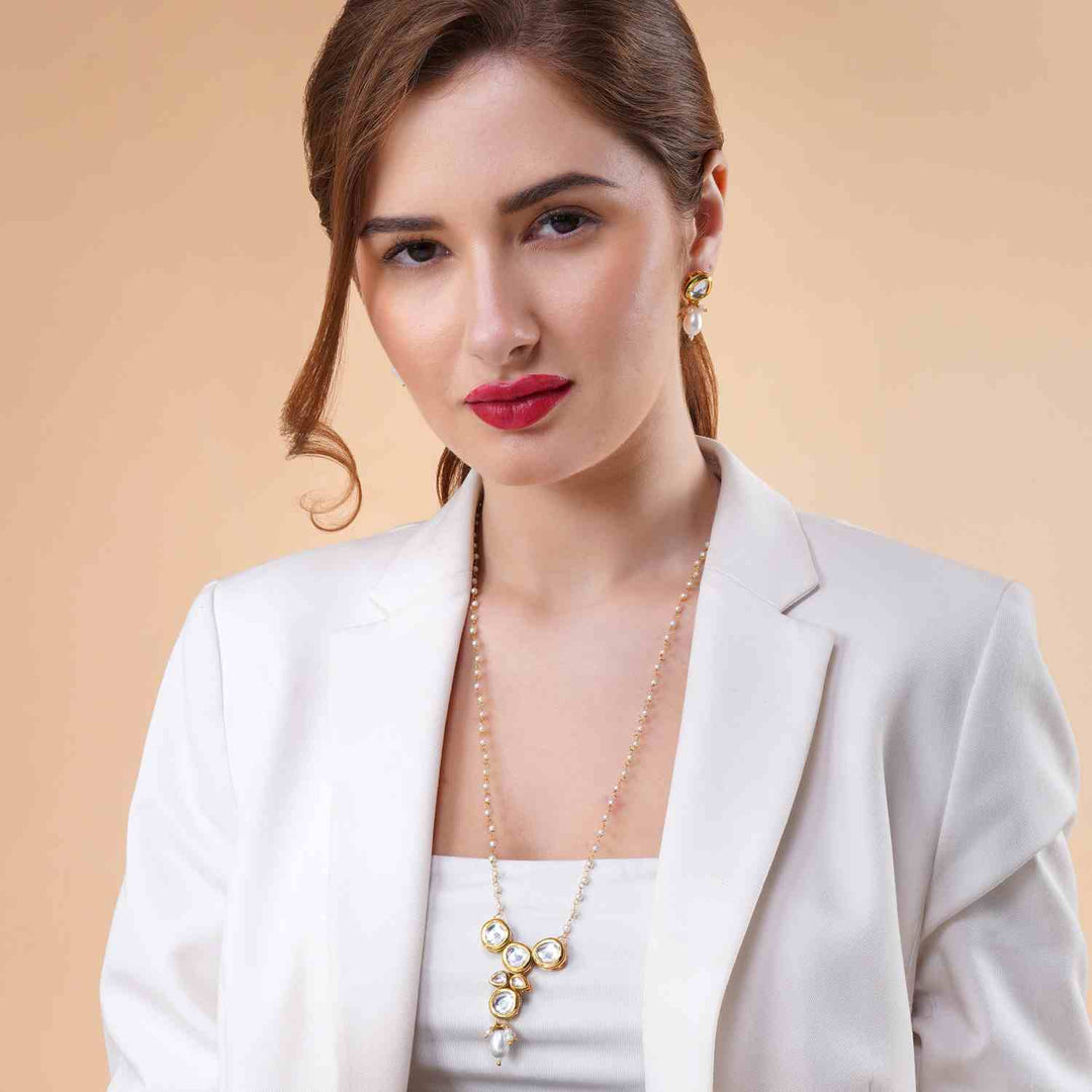 Aaliyah kundan pearl pendant necklace set
