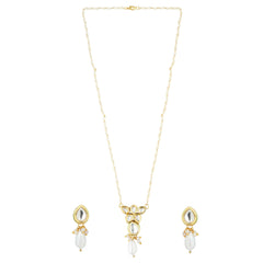 Aaliyah kundan pearl pendant necklace set with earrings  Ethnic Jewellery Close-Up Product Image
