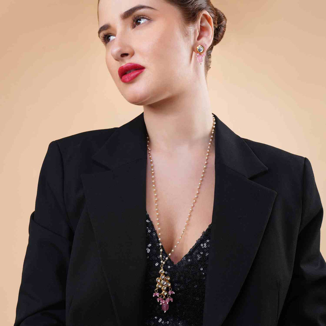 Aamira Cost-Effective Traditional Jewellery Set Pink & Gold