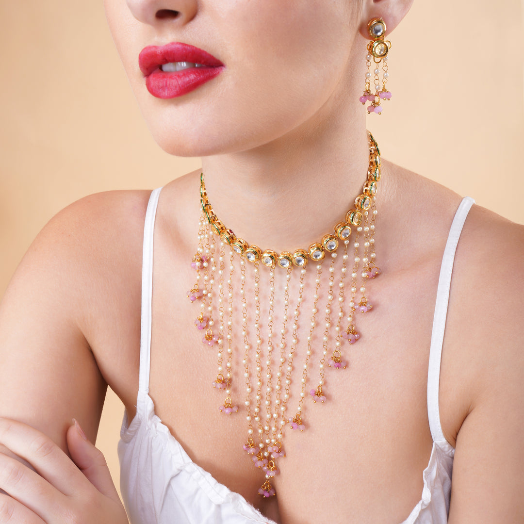 Aamira pearl waterfall necklace