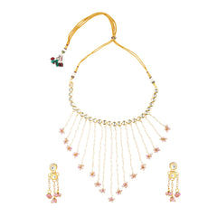 Aamira pearl waterfall necklace with Earrings Close-Up Product Image
