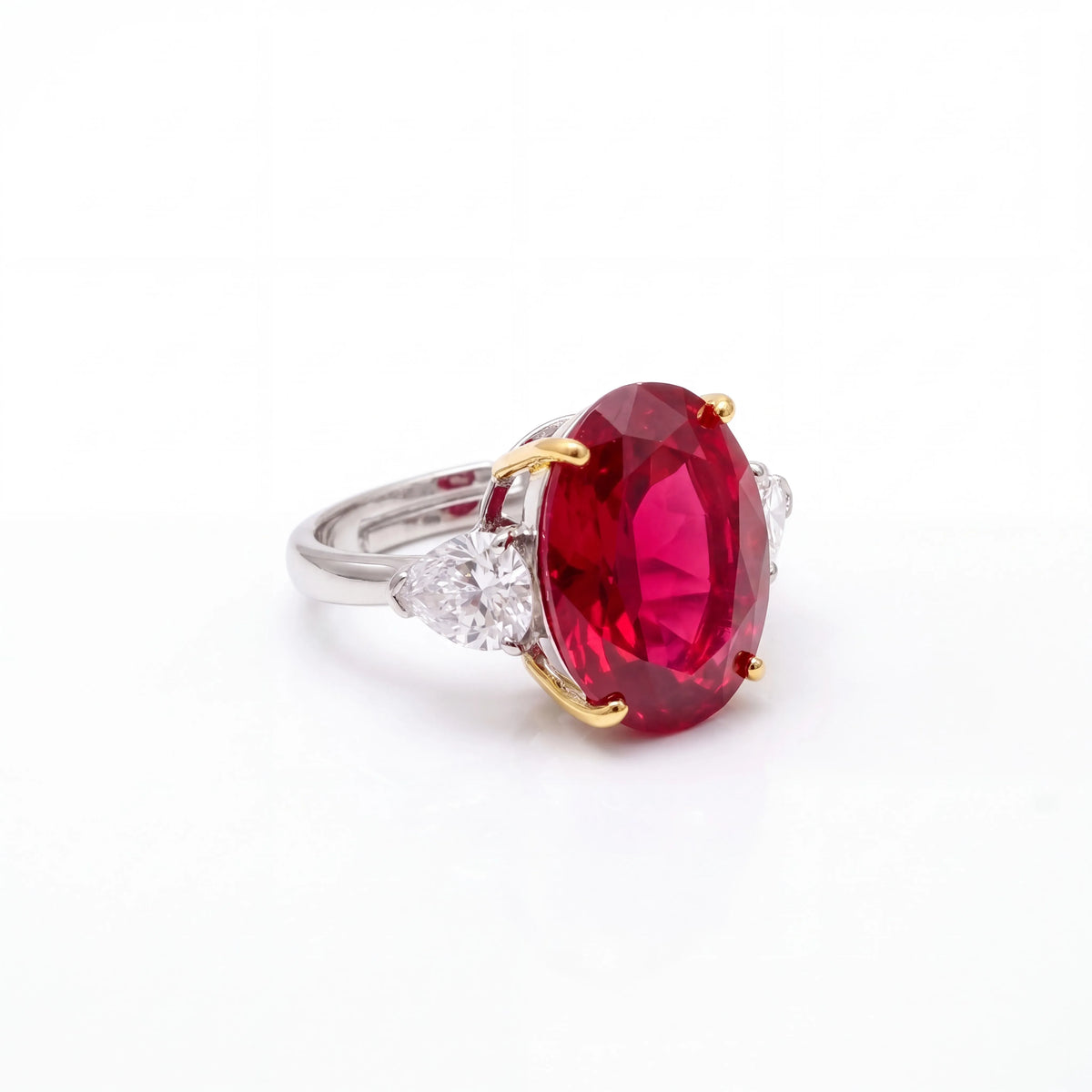 Trinity oval three stone crystal cocktail ring for women - RANGREZ (image 8)