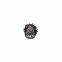 Pink oval crystal halo cocktail ring for women, black rhodium finish (view 2) - RANGREZ