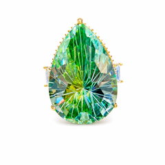 Crystal Pear Solitaire Cocktail Ring, Gold finish