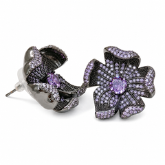 Crystal Micro-Pavé Sculpted Flower Stud Earrings