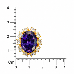 Rouge Oval Crystal Halo Stud Earrings, Gold finish