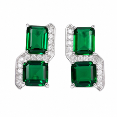Square Cut Crystal Stud Earrings