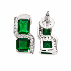 Square Cut Crystal Stud Earrings
