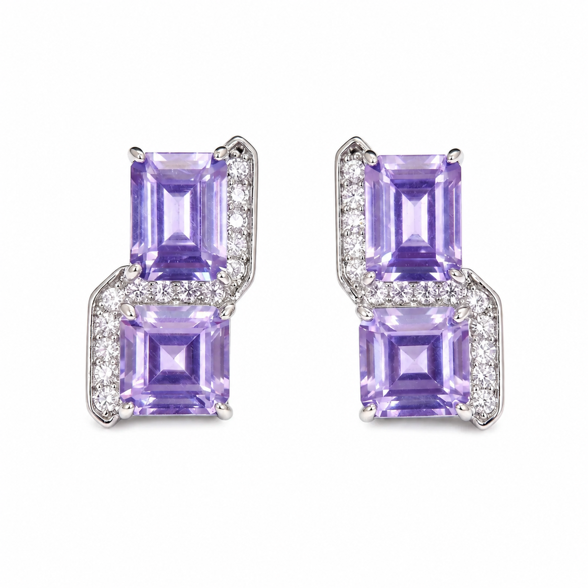 Square Cut Crystal Stud Earrings