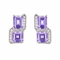 Square Cut Crystal Stud Earrings