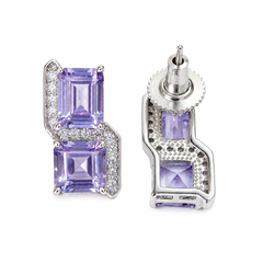 Square Cut Crystal Stud Earrings