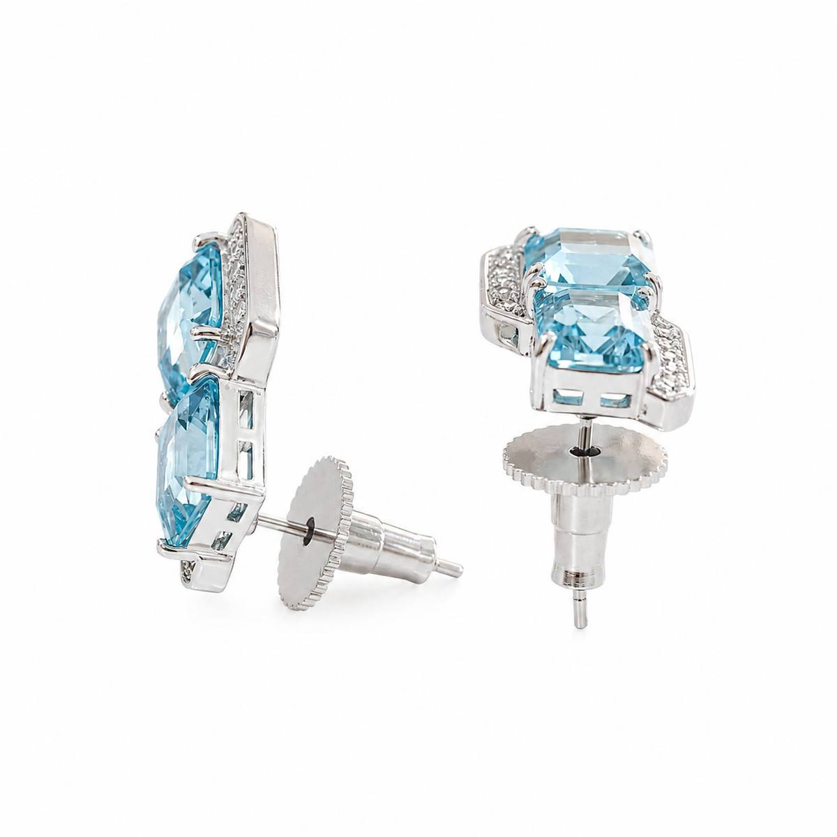 Square Cut Crystal Stud Earrings