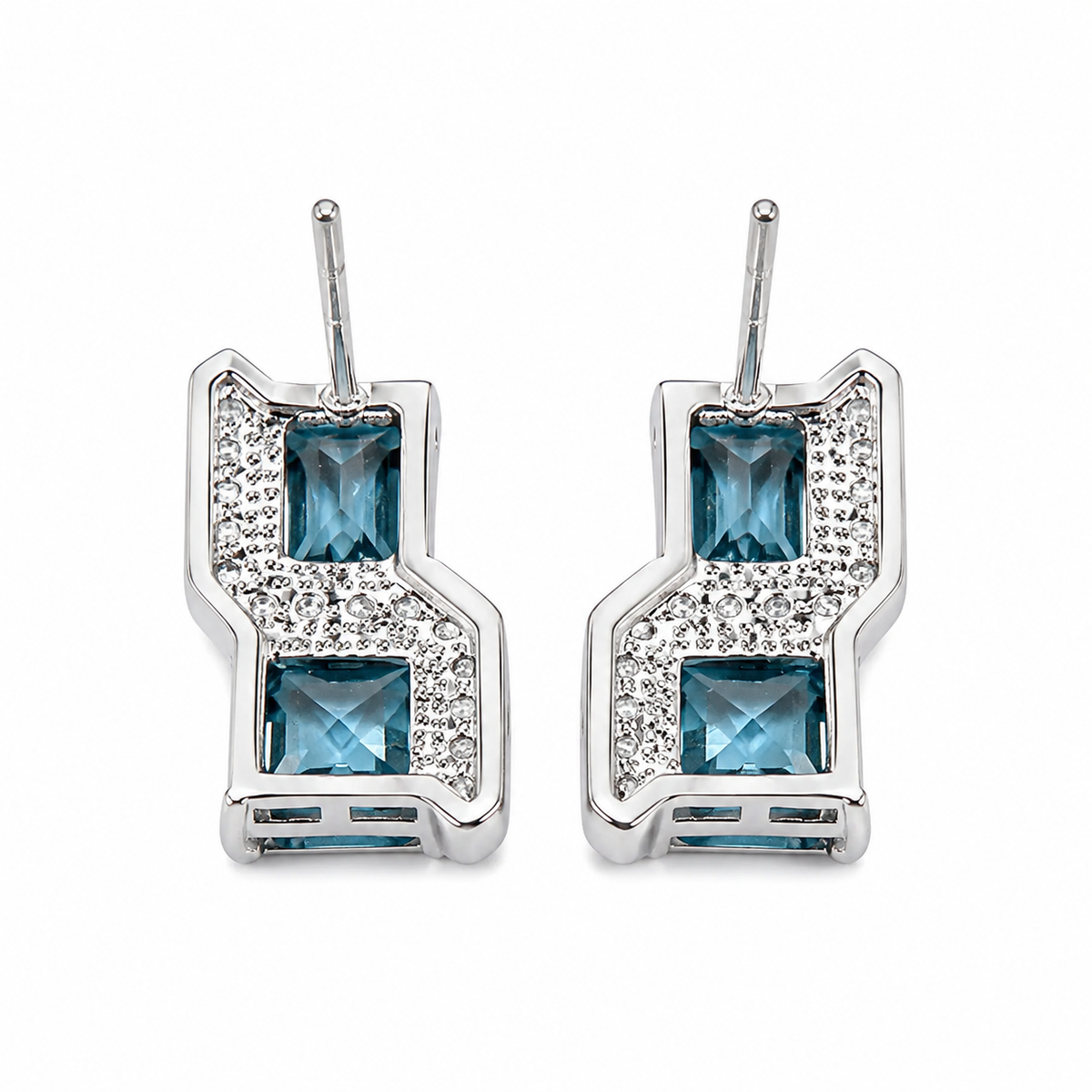 Square Cut Crystal Stud Earrings