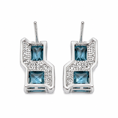 Square Cut Crystal Stud Earrings