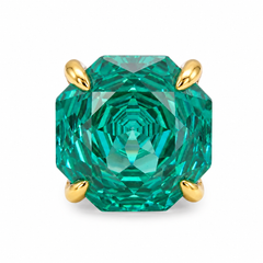 Canvas Crystal Emerald Cut Two-Tone Statement Cocktail Ring, Gold & Rhodium finish